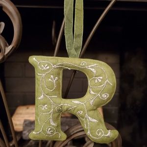 Hand Embroidered Letter Ornament- "R"